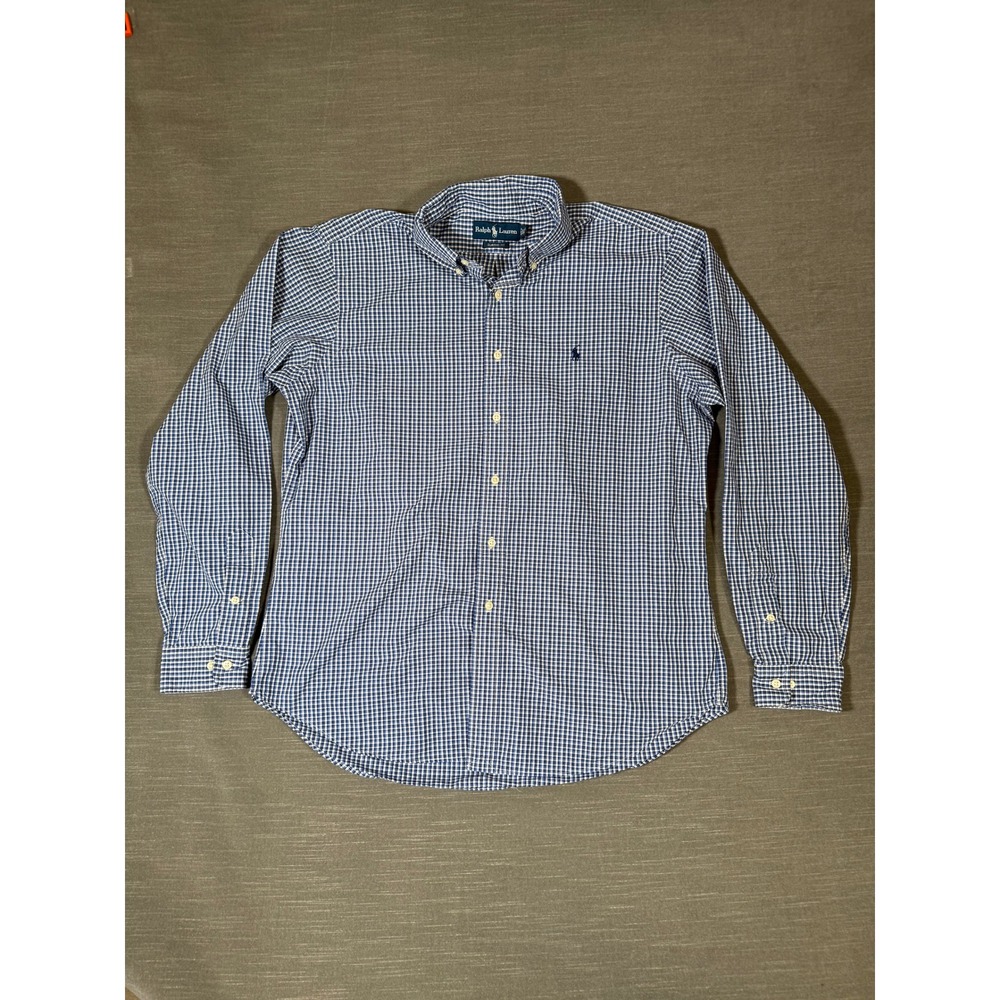 Ralph Lauren Classic Fit Gingham Button‎ Down Shirt Mens 16.5 36/37 Blue White